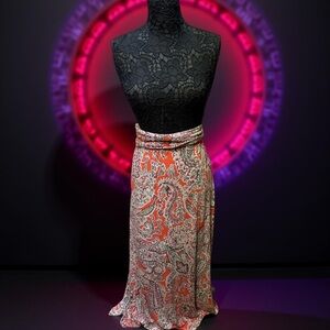 Orange Wrap Midi Skirt Resort Style‎